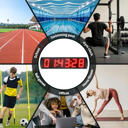 Portable 5 inch High 6 Digits LED Race Clock with for Running Events, Countdown/up Digital Race Timer, 12/24-Hour Clock,LED Stopwatch by Remote Control - style: Remote&APP Control