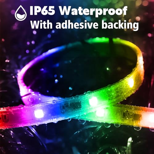 LETIANPAI 200ft Outdoor LED Strip Lights Waterproof, IP68 Outside Led Light Strips with App and Remote,Music Sync RGB Exterior Rope Self Adhesive Back for Deck,Balcony,Pool - size: 200FT Outdoor