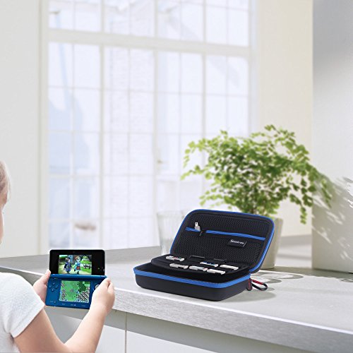 Smatree Hard Shell Carrying Case for Nintendo New 3DS/2DS XL, Travel Storage Case for New Nintendo 3DS/2DS Console and Charger - Black/Blue - color: Blue