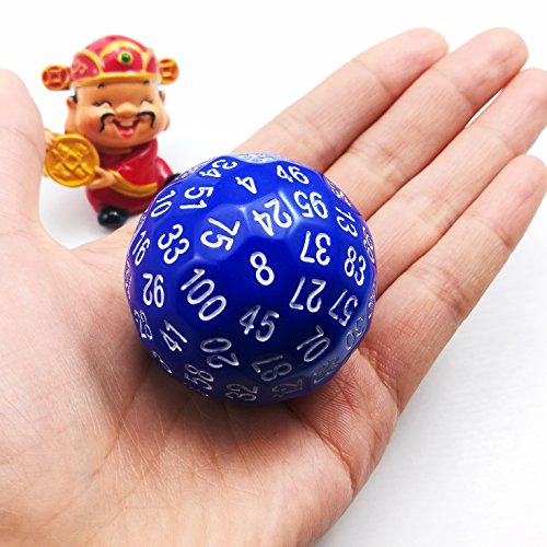 Bescon Polyhedral Dice 100 Sides Dice, D100 die, 100 Sided Cube, D100 Game Dice, 100-Sided Cube of Blue Color - color: Solid Blue D100