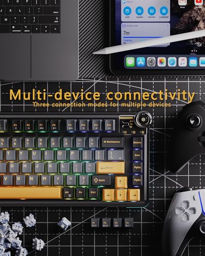 AU75 Wireless RGB Gaming 75% Mechanical Hot-Swappable Keyboard | OIXOC Keyboard with Multi-Device Connectivity, Customizable LED Backlit, Knob Control, PBT Keycaps for Windows, Mac, PC