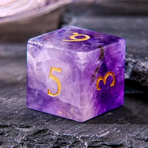 Amethyst Crystal DND Dice Set 7 PCS Gemstone Suitable for Dungeons and Dragons Dice for Polyhedral Dice for D & DRPG Games (Amethyst - color: Amethyst