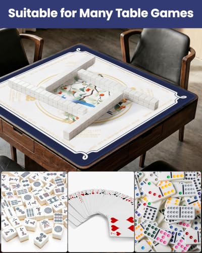 Mahjong Mat with Rules, 32.4×32.4 American Mahjong Mats for Table, Non-Slip Rubber Mah Jong Mat with Carry Bag & Mahjong Card 2026, Noise Reduction Game Mat for Board/Tiles Game, Dominoes, Travel - color: Beige