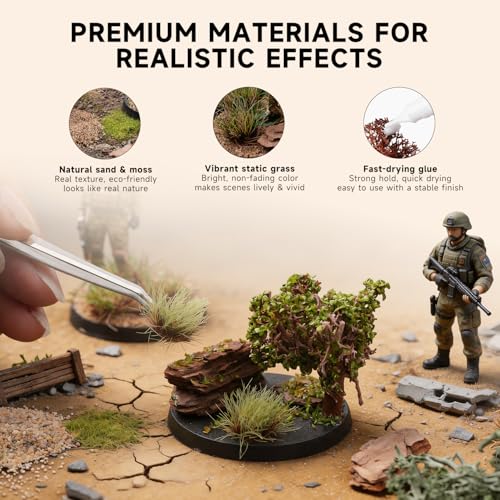 golden maple Basing Kit - Miniature Basing Material & Terrain, Static Grass | Static grass + basing glue kit — miniature basing material for miniature terrain, ready for model bases and dioramas