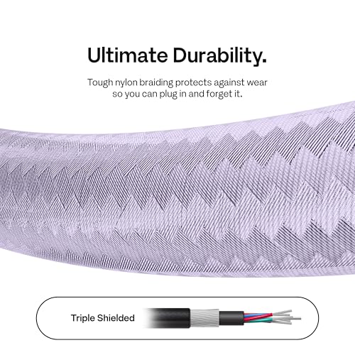 Pixio Purple 8K HDMI 2.1 Cable Ultra Certified Ultra High Speed 6FT 8K 60Hz 4K 120Hz Nylon Braided, Gold Plated Connector, Anti-Breakage, HDR10+, dtsx, eARC, HDCP, Dolby Compatible - color: Purple, size: 6 ft