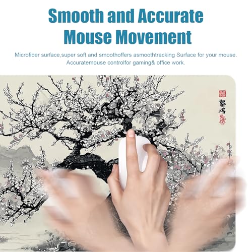 Large Mouse Pad for Desk, Gaming Mousepad XL Extended, Japanese Desk Mat Non-Slip Rubber Base, Big Computer Keyboard Mat Protector for Home&Office, 31.5x11.8in, Cherry Blossom - color: Cherry Blossom