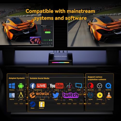 Game Capture Card, HDMI to USB 3.0, 4K 60FPS and 1080p 240FPS Video Recording Device, Compatible with Windows, Mac, and Linux, Ideal for Streaming, Gaming, and Video Conferencing
