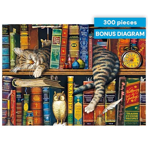 Buffalo Games Charles Wysocki, Frederick the Literate, 300 Piece Puzzle | Jigsaw Puzzles for Adults, Oversized Easy-Grip Pieces, Full-Color Poster Included, Precision-Cut Pieces, Made in USA