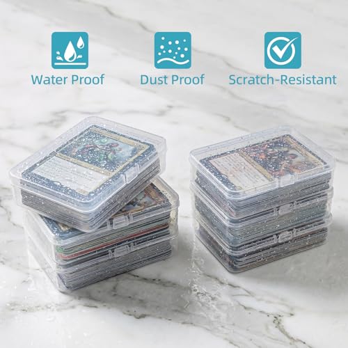 neotidy Playing Card Storage Box Set of 6, Clear Plastic Playing Card Cases with Snap Closure, Mixed Size Card Game Storage Organizer for Standard Playing Cards, Trading Cards & Small Accessories