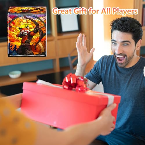 Card Deck Box, Card Storage Box Fits 100+ Single Sleeved Cards, Large Capacity PU Leather Card Storage Box with Strong Magnet for Magic Commander TCG/CCG, Fox Hunter - color: Fox Hunter