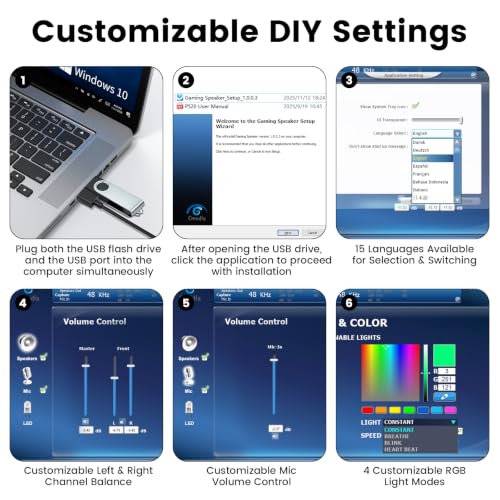 Computer Speakers for Desktop PC, Computer Sound Bar with Detachable Microphone,Gaming Speakers, Plug & Play, PC Speakers for Laptop, Tablet
