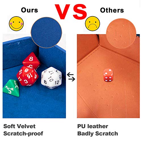 SIQUK 4 Pieces Dice Tray Hexagon Dice Rolling Holder Folding PU Leather Dice Trays for Dice Games Like RPG, DND and Other Table Games (Royal Blue, Orange, Camel and Black) - color: Royalblue, Orange, Camel and Black