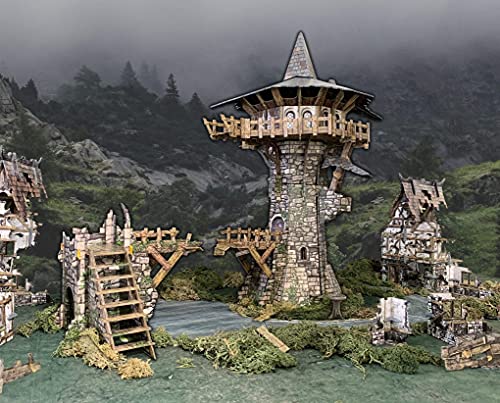Battle Systems – Modular Fantasy Scenery – Perfect for Roleplaying and Wargames - Multi Level Tabletop Terrain for 28mm Miniatures – Colour Printed Model Diorama – DnD Warhammer (Wizards Tower) - style: Wizards Tower