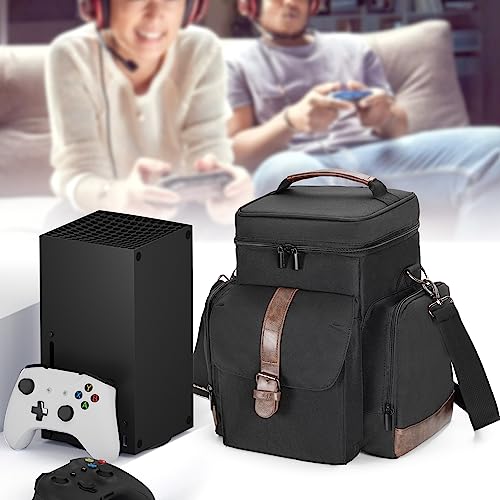 LoDrid Game Console Carrying Case Compatible with Xbox Series X, Bag Only | Storage Travel Case with Multiple Pockets for Controllers, Cables, Portable Hard Disk, and Other Accessories, Patent Design