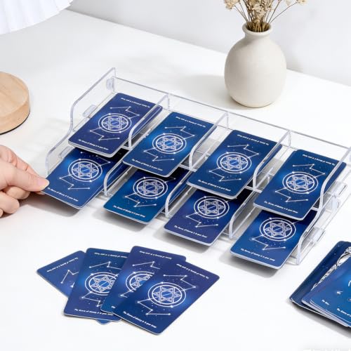 DICOSMETIC 2-Tier 8-Grid Acrylic Card Tray Organizer Clear Card Sorting Tray Holder Game Piece Holder Accessories for Catan Settlers Board Game and All Other Cards Games