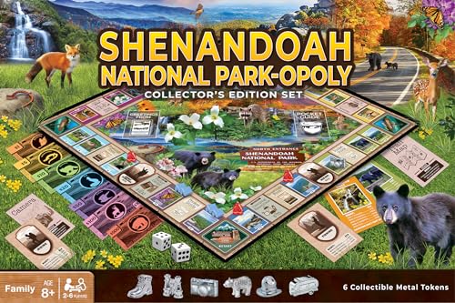 Masterpieces Shenandoah National Park Opoly Board Game - Animal Theme, Reality Genre, 6 Players, Ages 8+, Includes Metal Tokens & Trivia Cards - color: Shenandoah