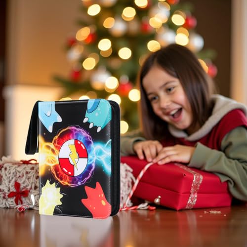 Trading Card Binder, 4 Pocket 400 Cards Holder with 55 Removable Sleeves Display Storage Collector Album Compatible with Pokemon Cards Football Cards TCG Game Sports Cards