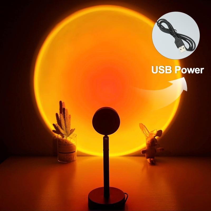 Fall Sunset Lamp Projector Light 180° Adjustable Sunset Mood Lamp, 4 Modes, Remote Control RGB Ambient Night Light for Bedroom.