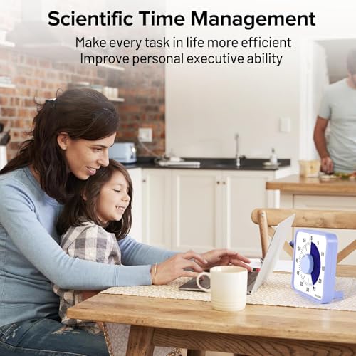 Secura 7.5 Inch Visual Timer, 60 Minute Oversize Visual Countdown Timer for Kids and Adults, Durable Mechanical Time Management Tool (Violet) - color: Purple & Purple