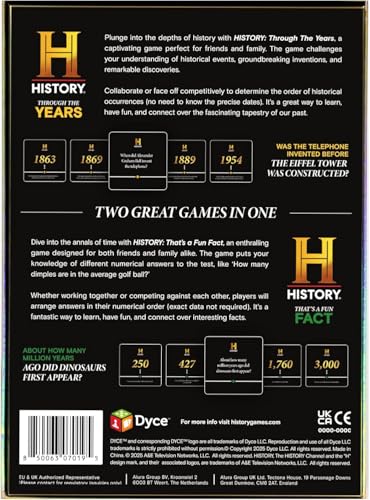 History Channel 2-in-1 Edition - Through The Years/That's A Fun Fact - General Knowledge Super Trivia Chronology Timeline Party Card Game for Adults, Family, Teen in The Pursuit of Trivial Knowledge