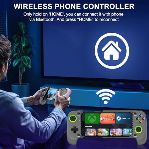 NinjaPlusOX Phone Game Controller for iPhone/Android with with Hall Joystick, Wireless Mobile Game Controller Support Xbox Cloud, Steam Link, Call of Duty, Roblox, Cloud iOS Android Controller - color: Grey
