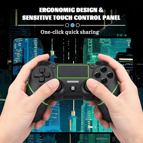 Wireless Controller for Ps4 Controller Compatible with PS4/Slim/Pro/Windows PC,with Touchpad/Vibration/Built-in Speaker&3.5mm Headphone Jack/Six-axis Motion Control/USB-C Charging Cable,Black Green - color: Green Blacck