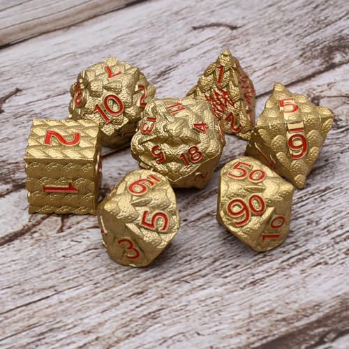 Dragon Scale Metal Dice Set-Dragon Claw,with Gift Metal Box for TTRPG Tabletop Gaming,Dungeon Masters,RPG Adventures(Brown) - color: Brown