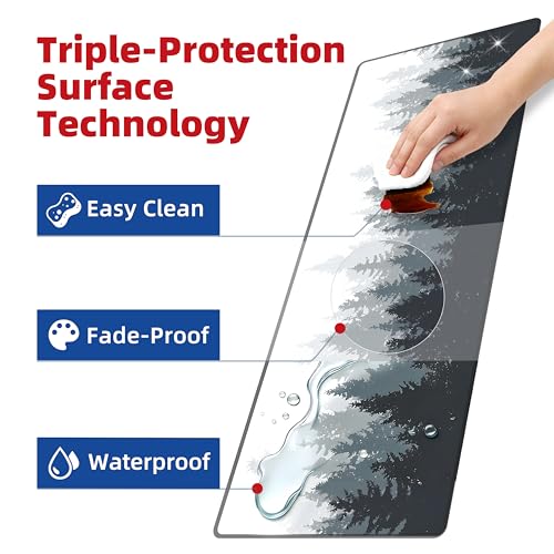 Galdas Mouse Pad For Gaming,Forest Background Pattern XXL XL Large Mouse Mat Long Extended MousePad Desk Mat Non-Slip Rubber Mice Pads Stitched Edges Thin (31.5 x 11.8 x 0.12 Inches) Tree - color: Tree