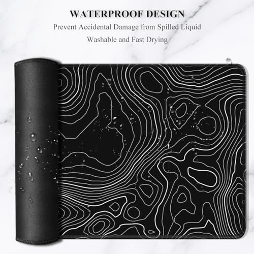 Auhoahsil Large Mouse Pad, XXL Desk Pad, Extened Mousepad 31.5" x 11.8", Non-Slip Rubber Base, Stitched Edges, Superior Surface, Gaming Keyboard Mat, Waterproof Desk Pad, Black Contour - color: 03 Black Contour, size: XL - 11.8 x 31.5 Inches
