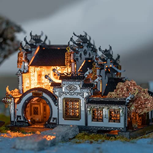 MU 3D Metal Puzzle for Adult Chinese Landscape Architecture Anhui Style Gardens, Jigsaw DIY Miniature Model Kits for Beginner Building Birthday Gift, 124pcs - color: Anhui Style