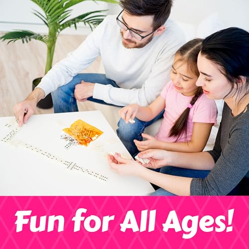 Playbees Domino Game Set Pack of 12 Each Bag includes 28 Pieces of Dominoes Set Comes with Colorful Bags Neon Pink Yellow Green and Orange - Awesome Party Favor, Educational Toys Adults & Teens