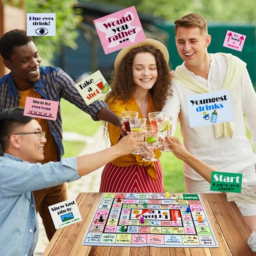 Fofeadm Drinking Board Games for Adults, Rubber Mat Drinking Board Game, Funny Party Interactive Drinking Games for Game Night, Birthday, Family Play or Any Occasion, Age 21+, 2-8 Players