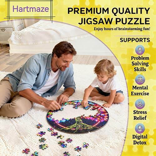 Hartmaze Tree of Life Wooden Puzzle, 178 Intricate Irregular Pieces, 11.2x11.2 Inch, Exquisite Wooden Gift Box – Symbolic Nature Art Jigsaw for Adults & Kids 8+ - color: Tree of Life