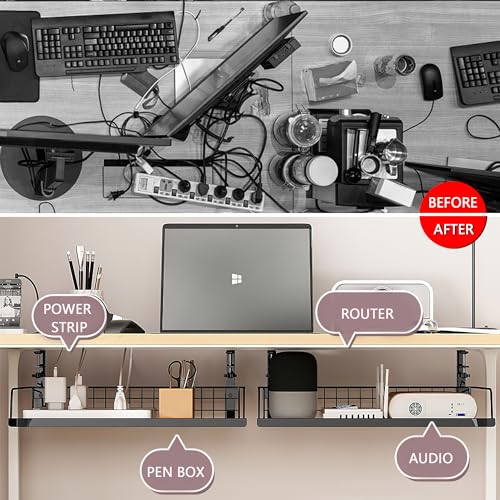 Under Desk Cable Management Tray Cord Wire Shelf Organizer (Large) - size: Large