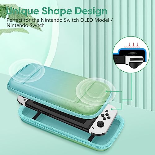 FINTIE Carrying Case for Nintendo Switch / Switch OLED Model (2021) | Shockproof, Hard Shell Protective Cover, Portable Travel Storage Bag, 10 Game Card Slots & Inner Pocket - color: seaside ombre