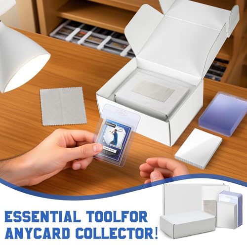 DEDC Card Grading Submission Kit Card Grading Shipping Mailing Box for PSA, CGC, SGC Trading Card 25 Semi Rigid Card Holders 50 Card Sleeves 1 Shipping Label + 1 Wiping Cloth (1-Set- Universal) - size: 1-set- Universal