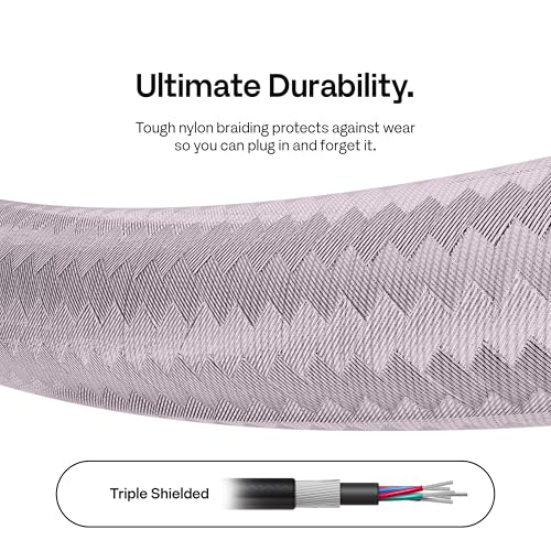 Pixio Pink 8K HDMI 2.1 Cable Ultra Certified Ultra High Speed 10FT 8K 60Hz 4K 120Hz Nylon Braided, Gold Plated Connector, Anti-Breakage, HDR10+, dtsx, eARC, HDCP, Dolby Compatible - color: Pink, size: 10 ft