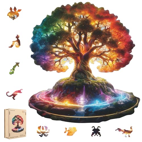 MEATRN Tree of Life 500 Pieces Wooden Puzzles - Plants Wood Jigsaw Puzzle for Adults, Symbol of Growth & Eternity, Collectible Spiritual Gift & Educational Puzzle, 15.3x16.6 in - color: Tree of Life, size: Large