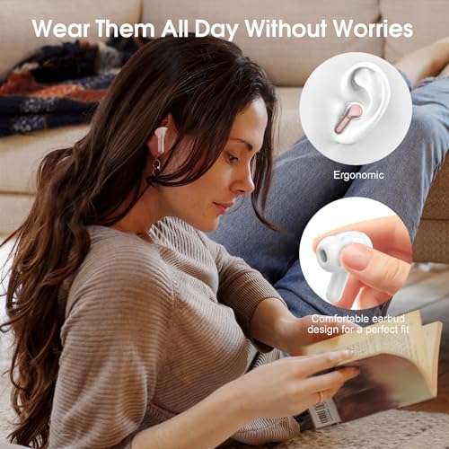 Wireless Earbuds, Bluetooth 5.4 Headphones HiFi Stereo, Bluetooth Earbuds with ENC Noise Cancelling Mic, IP7 Waterproof in Ear Earphones, 48H, LED Display Ear buds for Pad Workout Sports, Rose Gold - color: Rose Gold