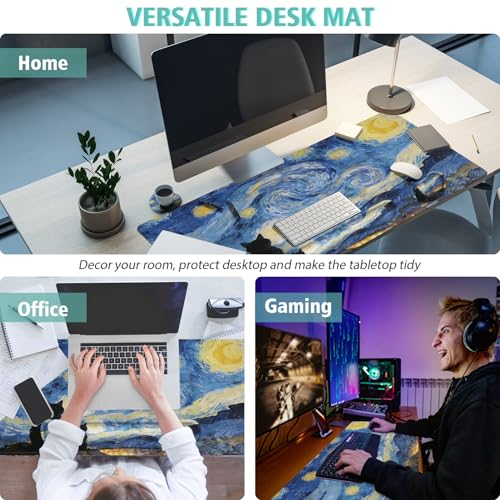 Mouse Pad Set Large Desk,Keyboard Mouse Pad Anime Mousepad with Non-Slip Base and Stitched Edge Mouse Mat Desk Pad 35.4 x 15.7 Mouse Pads for Desk Home Office (Sky Cat) - color: Sky Cat