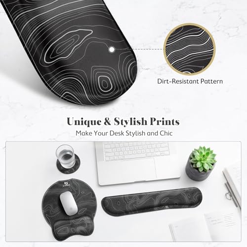 Gimars Upgrade 3 in 1 Enlarge Superfine Smooth Gel Ergonomic Mouse Pad Wrist Support and Keyboard Wrist Rest for Computer, Laptop, Mac, Gaming and Office, Durable, Comfortable and Pain Relief, Map - color: Map