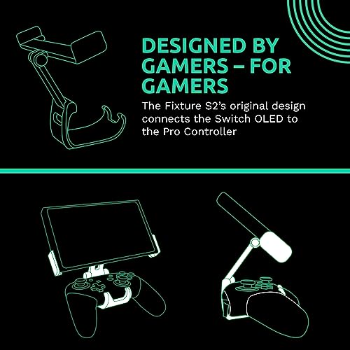 Fixture S2 Gaming Console Monitor and Controller Mount Compatible with Nintendo Switch OLED and Pro Controller, Adjustable Video Game Holder Stand Clip - size: S2 - For Switch OLED (2021)