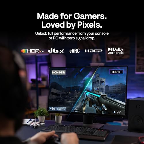 Pixio Beige 8K HDMI 2.1 Cable Ultra Certified Ultra High Speed 10FT 8K 60Hz 4K 120Hz Nylon Braided, Gold Plated Connector, Anti-Breakage, HDR10+, dtsx, eARC, HDCP, Dolby Compatible - color: Beige, size: 10 ft