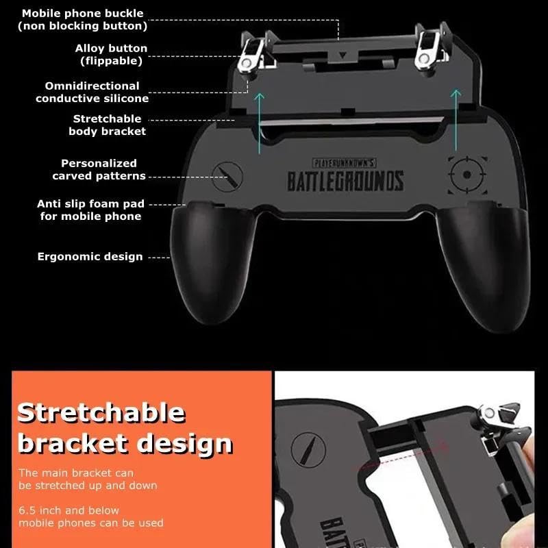 W10 New Mobile Phone Gaming Accessories Game Controller for PUBG Aim Shooting Gamepad Joystick Trigger Button for iPhone Android
