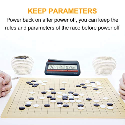 Digital Chess Clock, Tournament Timer for Board Games, Chess Timer with Bonused & Delayed Count Up/Down Alarm for Board Game (Color:Blue)