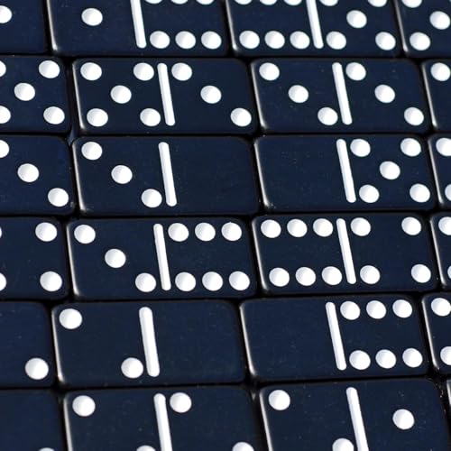 WE Games Double 6 Black Dominoes Set in Wooden Storage Case with Sliding Lid, Travel-Sized Domino Game for Adults