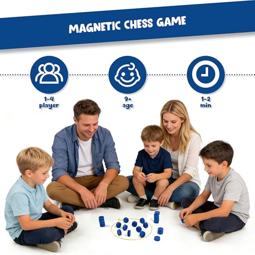 Magnet Game with String, Magnetic Chess Game with Stones, Family Games for Kids and Adults,Kids Board Games for Party & Travel & Camping,Puzzle Strategy Games, 2 Player Games(20PC Stones)