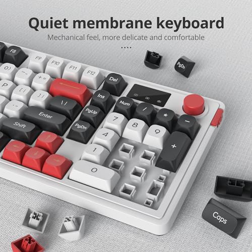 Owpkeenthy 98 Keys Gaming Keyboard with Knob, 96% Gasket Mouted Wireless Quiet Mechanical Feeling Membrane Keyboard RGB 3-Mode Wired/Bluetooth 5.0/2.4G for for Laptop Desktop(98 White) - color: 98 White