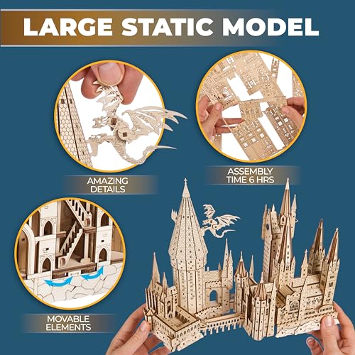 Ugears Harry Potter Hogwarts Castle 3D Wooden Puzzles for Adults - Harry Potter Castle Wooden Model Kits for Adults to Build, Mechanical Wood Puzzles Adult Building Sets, Hobby Kit, 3D Puzzle - style: Hogwarts Castle