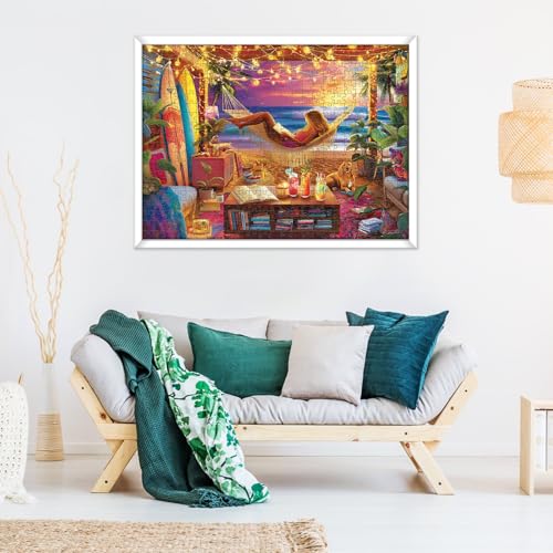 Jigsaw Puzzle 500 Pieces for Adults,Fun Summer Beach Sunset Scenery Puzzles | Hawaiian Vacation Puzzle Letter on Back,Nterlock Perfectly Frameable,Fun Challenging Perfect Birthday Party Gifts, 20.5x15 In - style: NightBeach